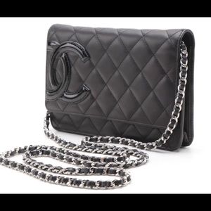 Chanel Cambon Ligne Crossbody Quilted Nero Lambskin and Patent.
